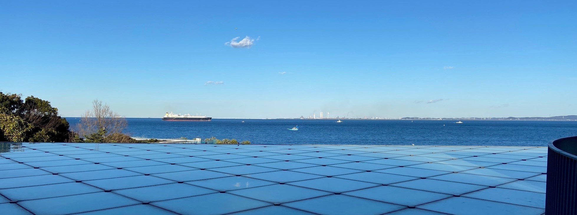 屋上から東京湾を見た写真